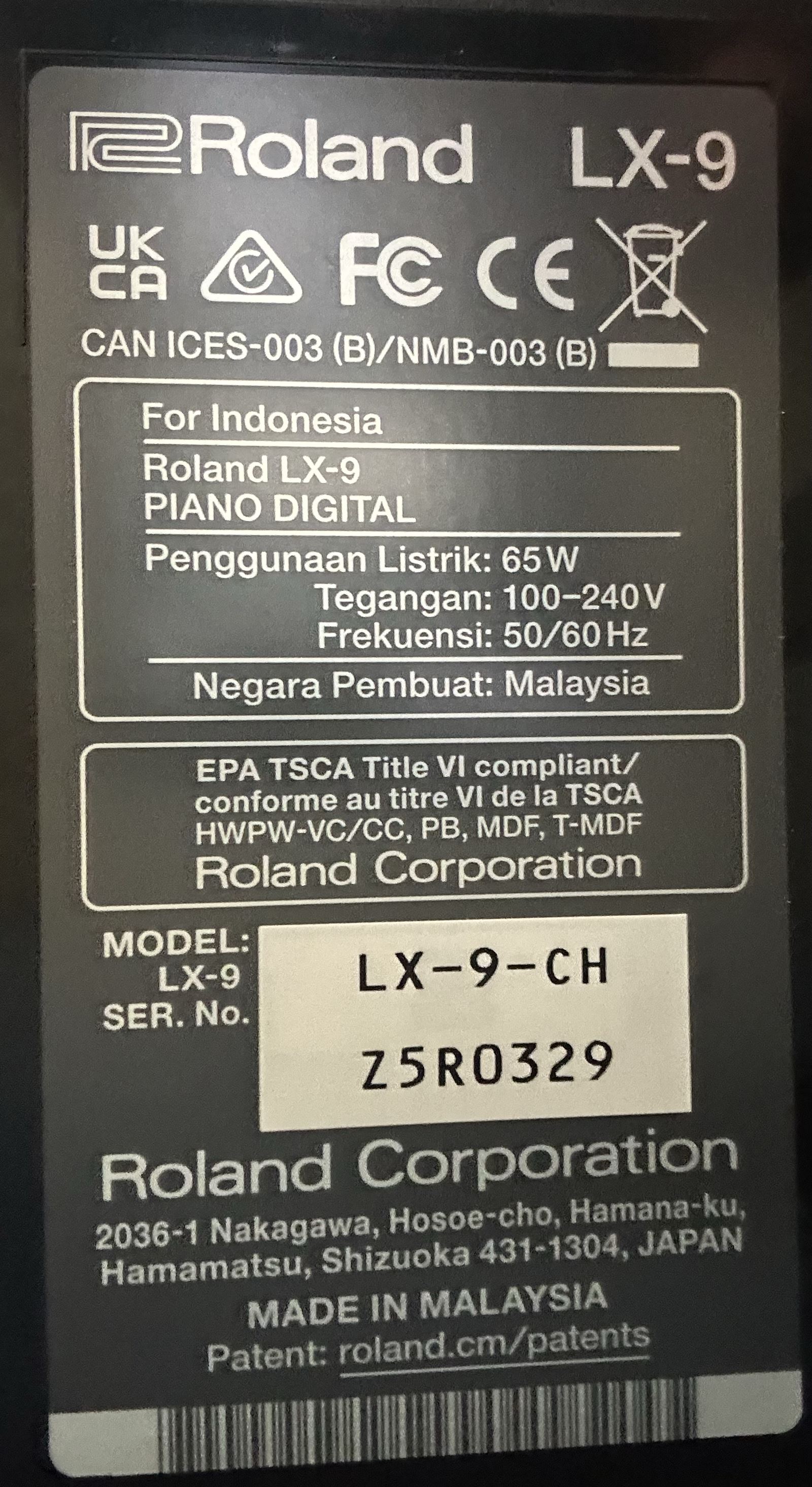 Pre-Owned Roland LX-9CH Digital Upright Piano Serial Z5R0329 c.2025