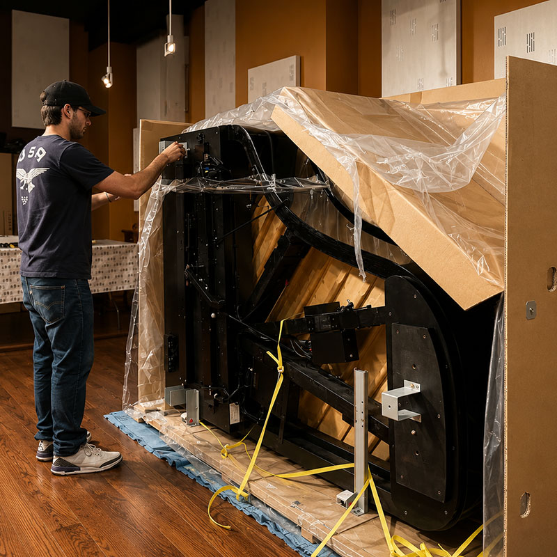 White glove piano delivery in progress